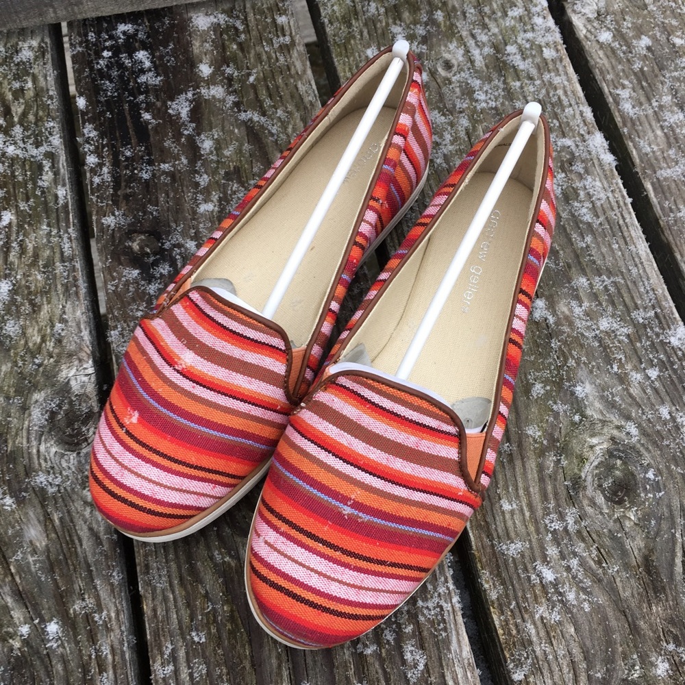 - Andrew Geller 7.5 Raina Striped Canvas Slip-Ons! NEW!